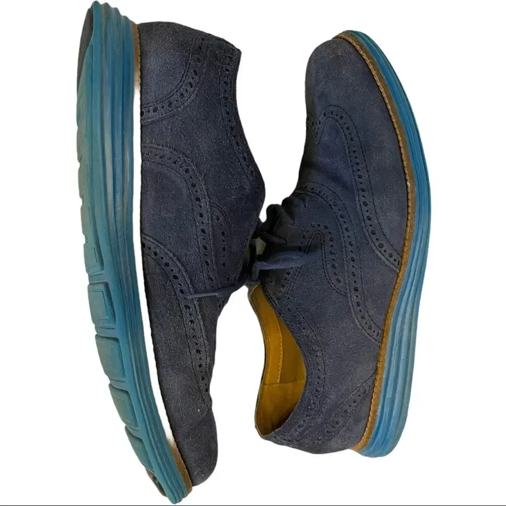 Cole Haan Grande OS Blue Suede Leather Oxfords Men Lace Up Shoes 9 M